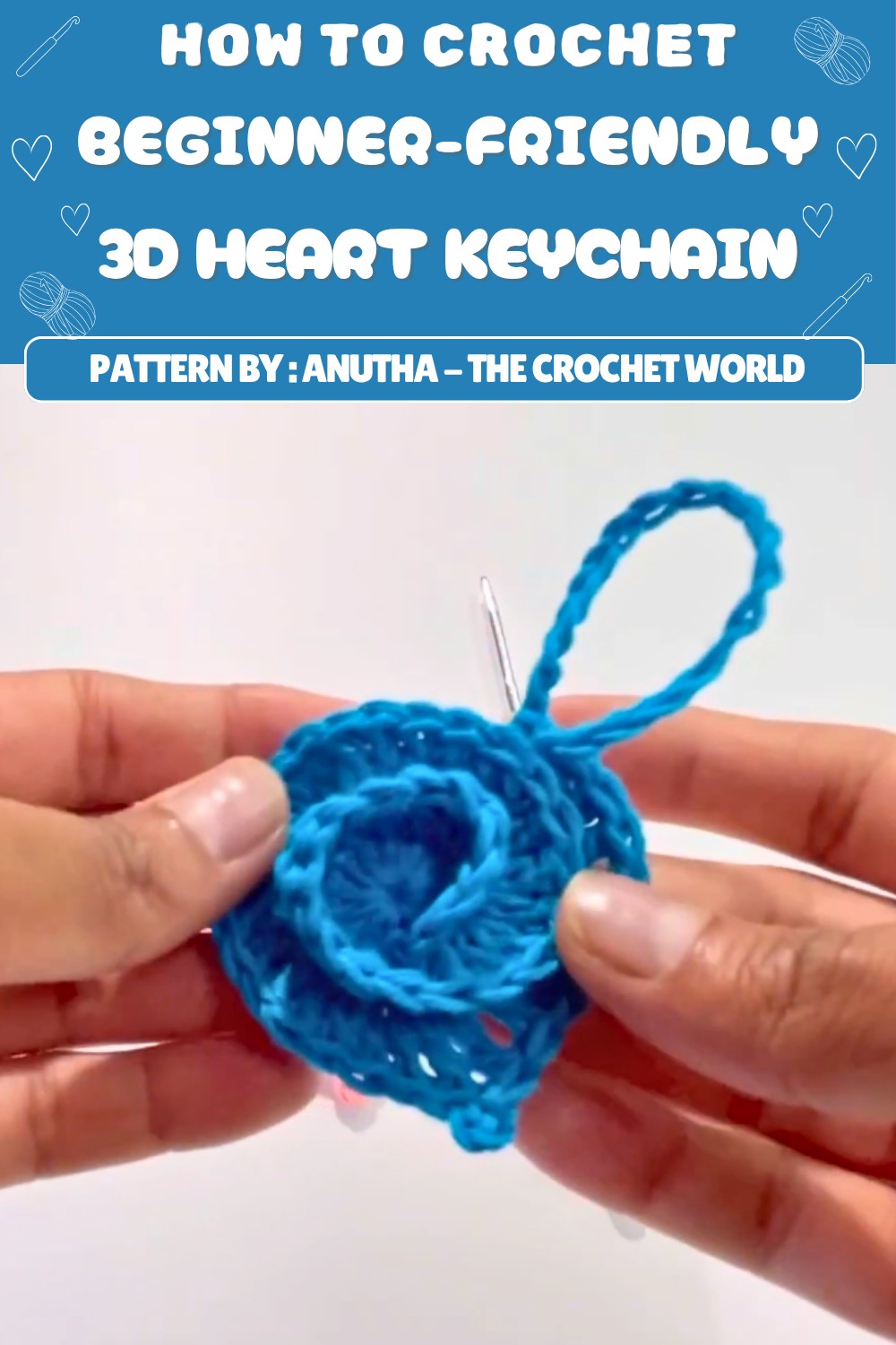 Free Crochet 3D Heart Keychain Pattern