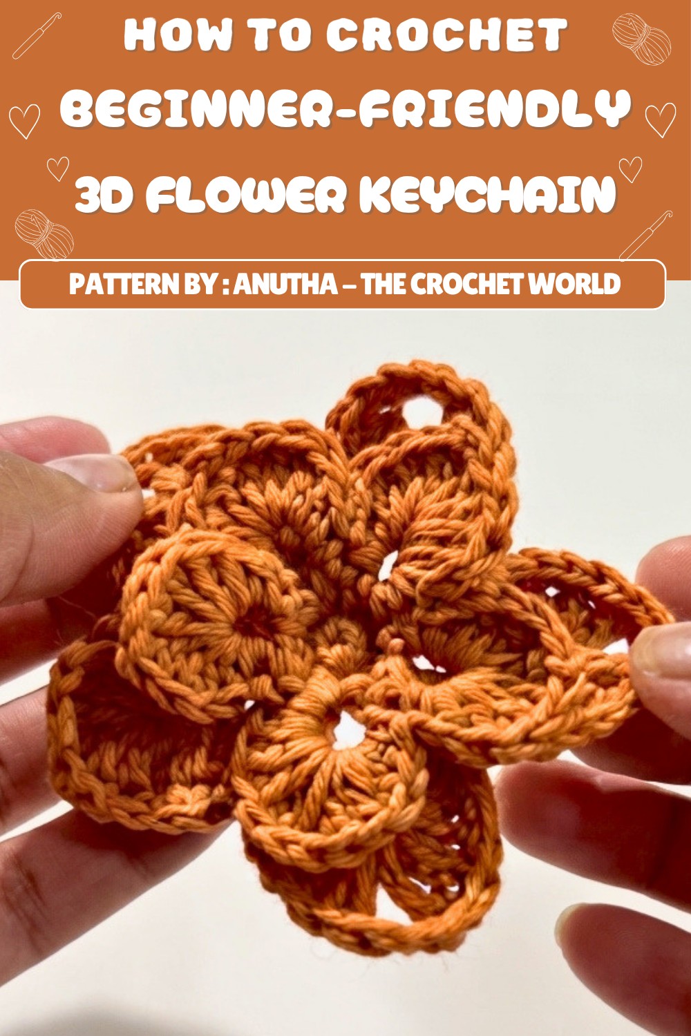 Free Crochet 3d Flower Keychain Pattern