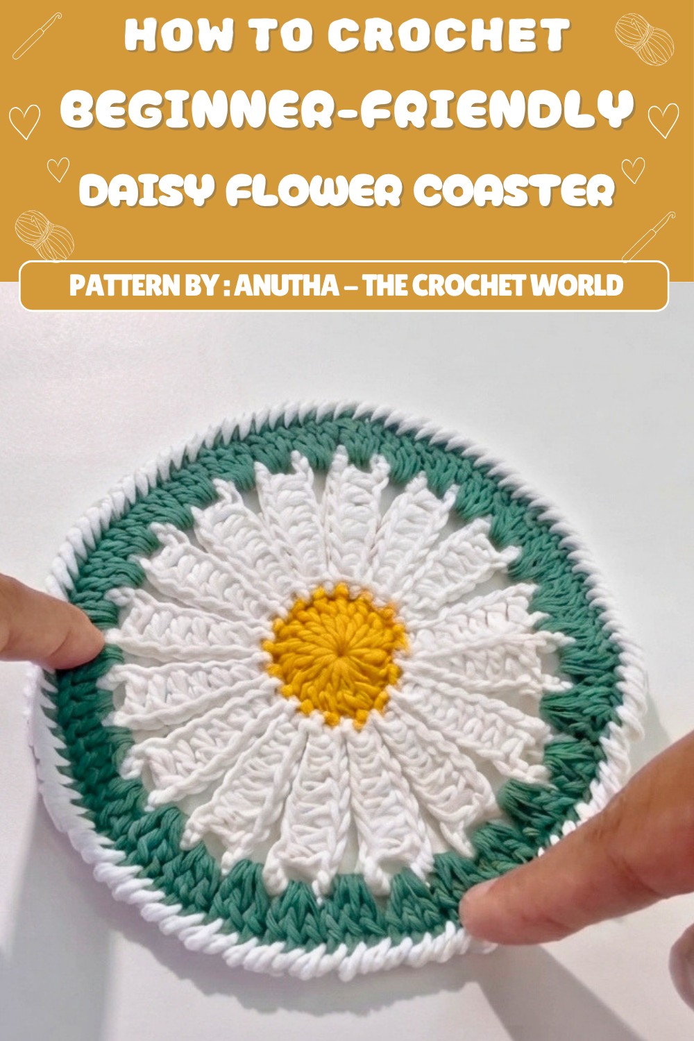 Free Crochet Daisy Flower Coaster Pattern