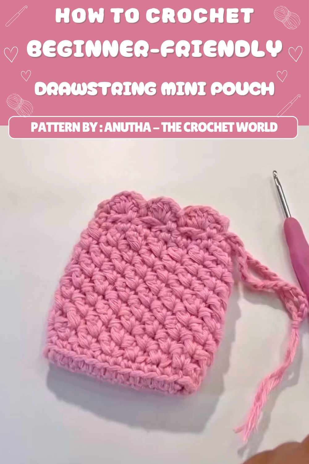 Free Crochet Drawstring Mini Pouch Pattern