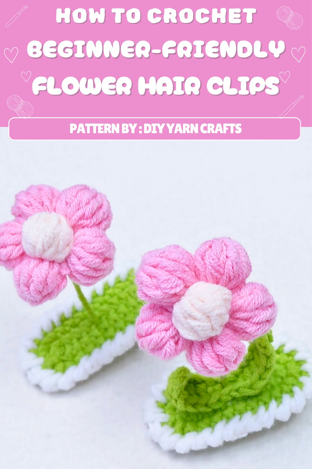 Free Crochet Flower Hair Clips Pattern