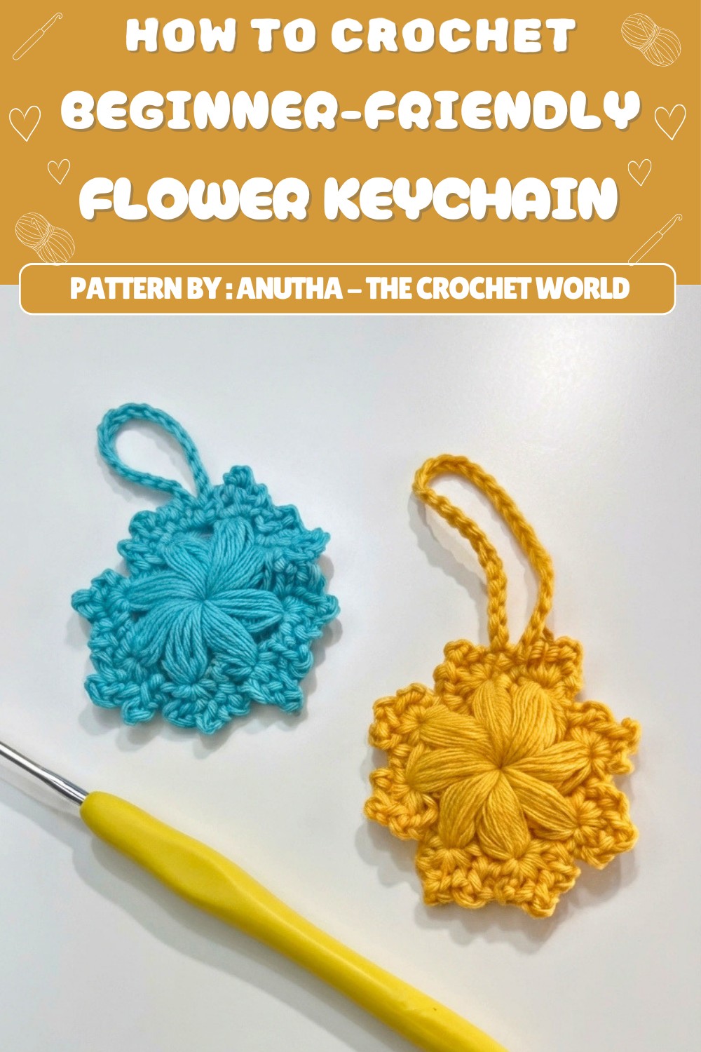 Free Crochet Flower Keychain Pattern