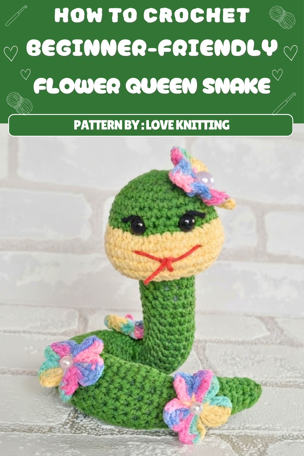 Free Crochet Flower Queen Snake Pattern