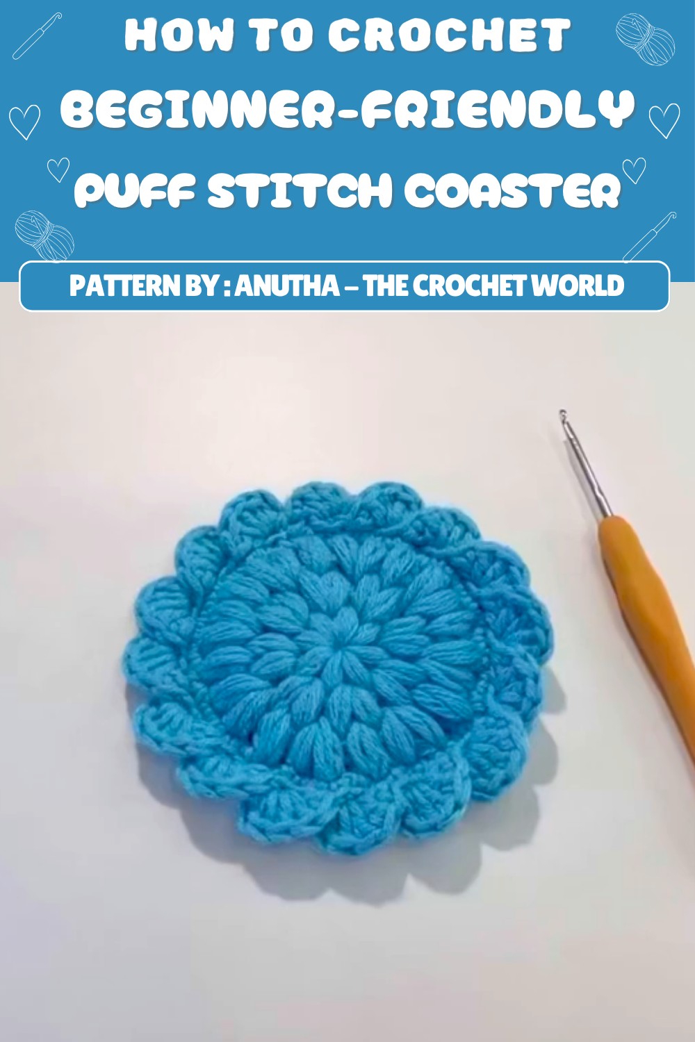 Free Crochet Puff Stitch Coaster Pattern