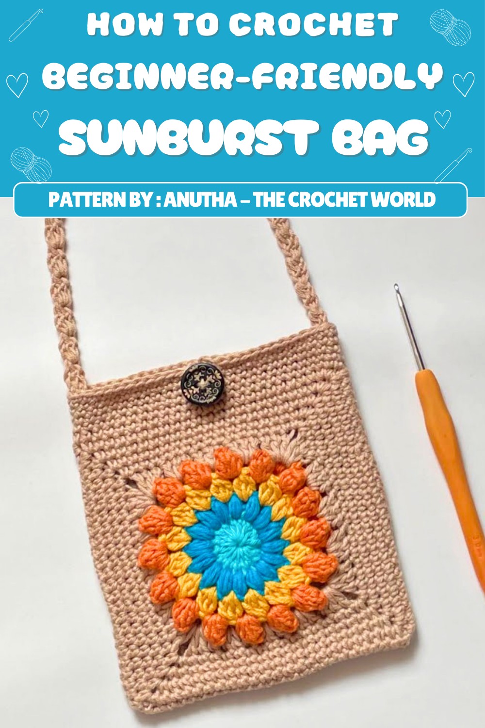 Free Crochet Sunburst Granny Square Bag Pattern