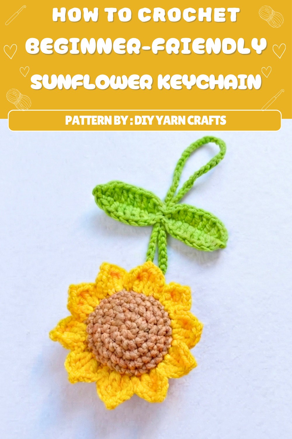 Free Crochet Sunflower Keychain Pattern