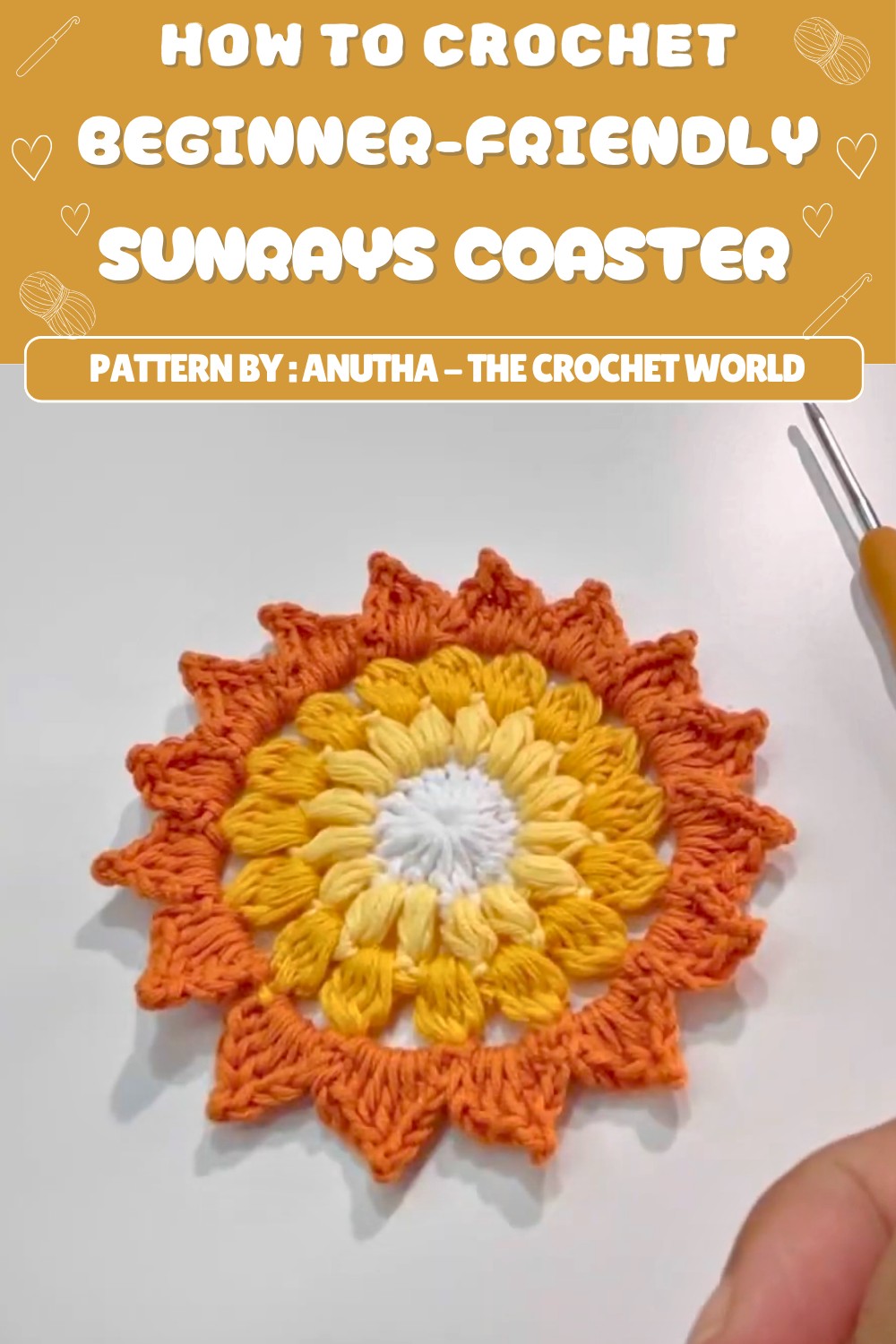 Free Crochet Sunrays Coaster Pattern