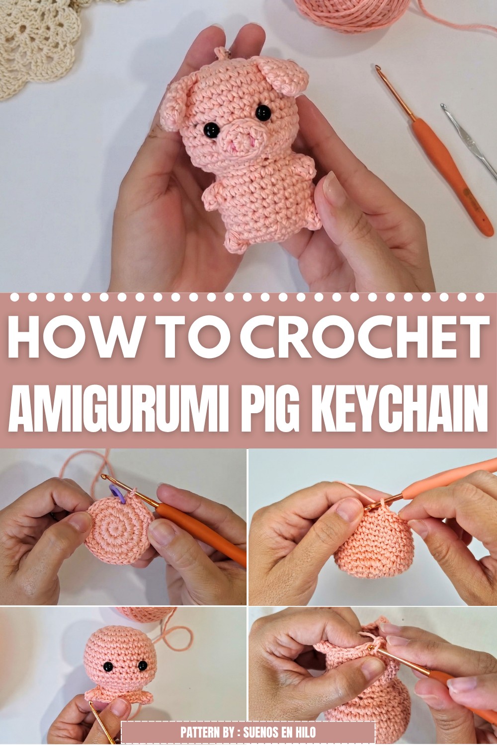 Crochet Amigurumi Pig Keychain Pattern