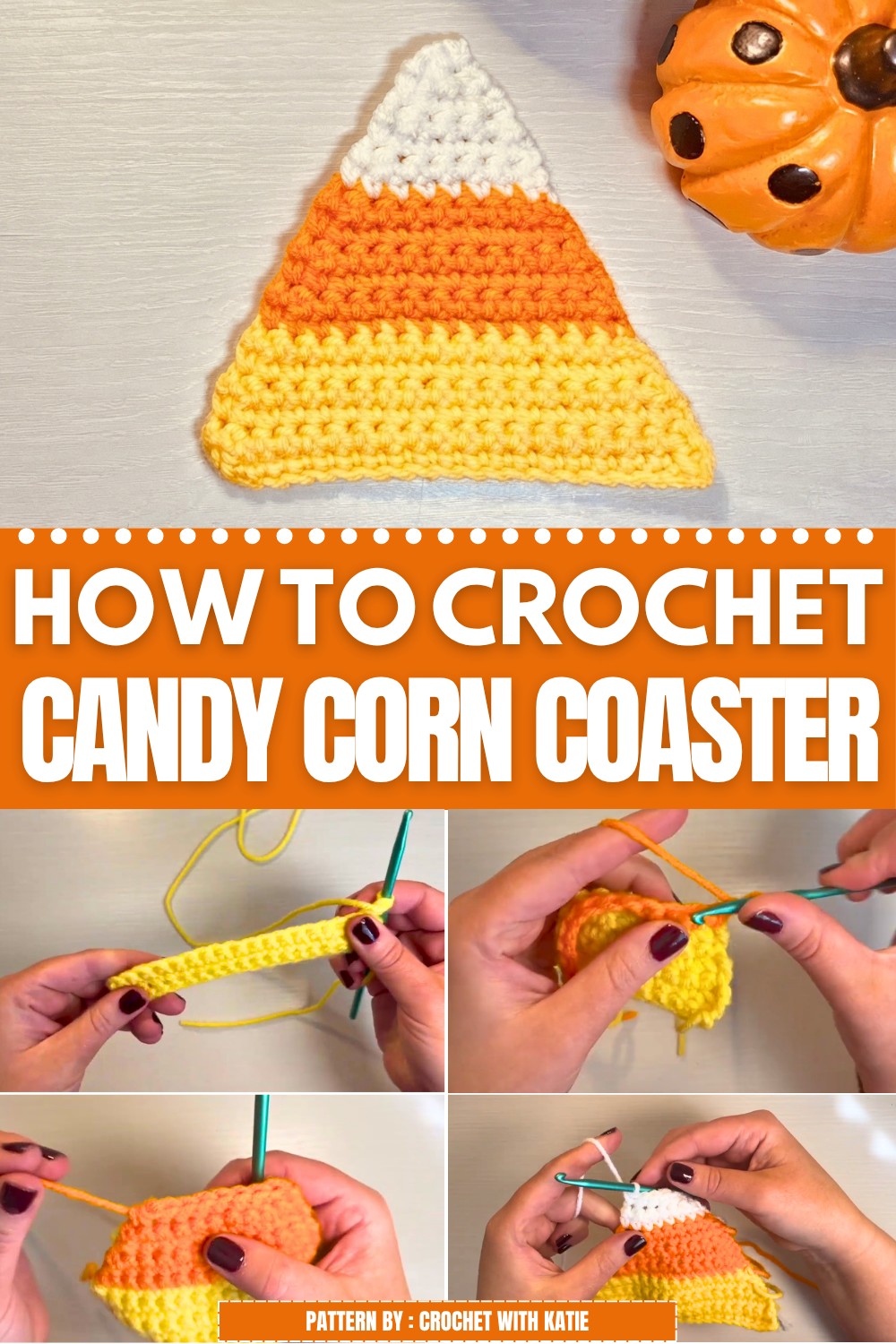 Crochet Candy Corn Coaster Pattern