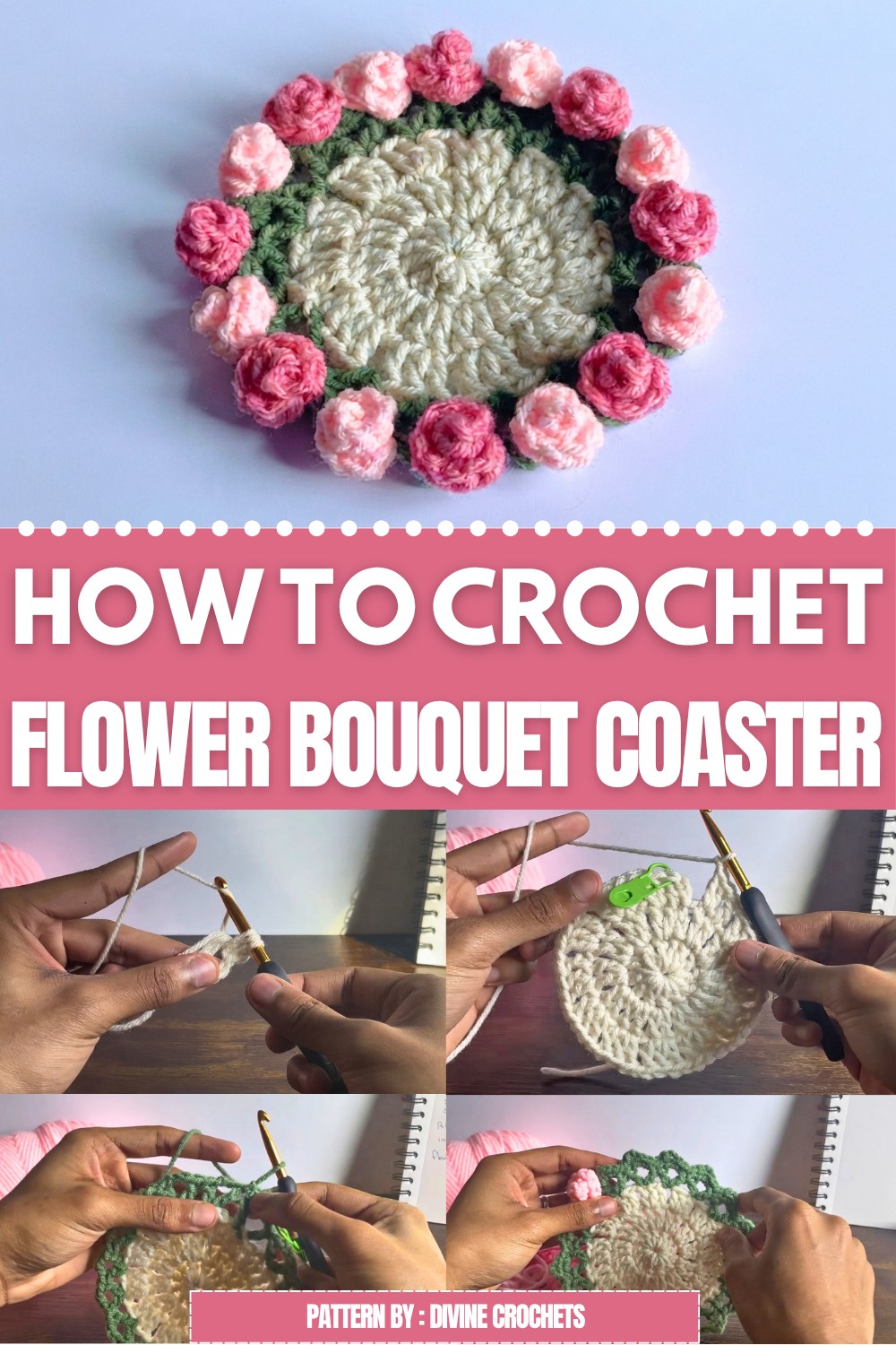 Crochet Flower Bouquet Coaster Pattern