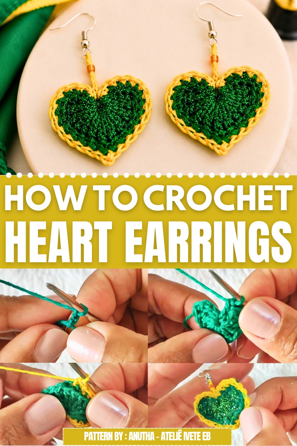 Crochet Heart Earrings Pattern