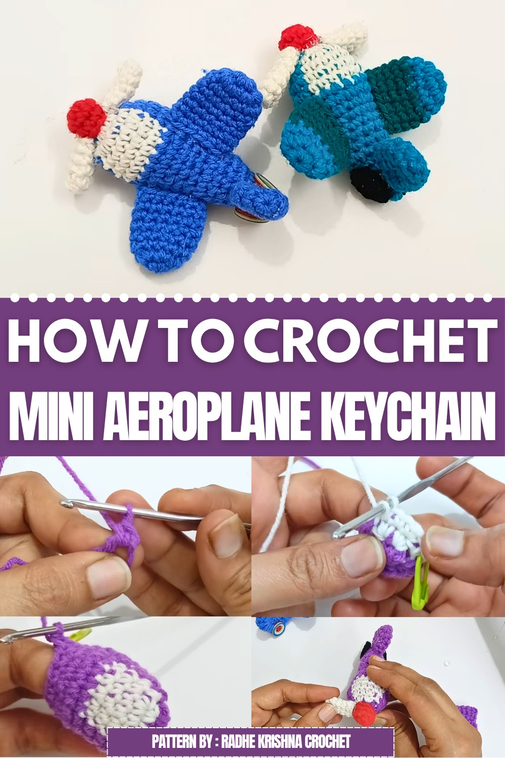Crochet Mini Aeroplane Keychain Pattern