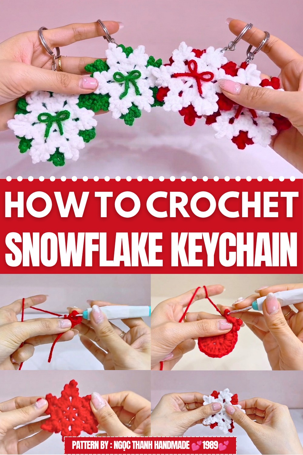 Crochet Snowflake Keychain Pattern