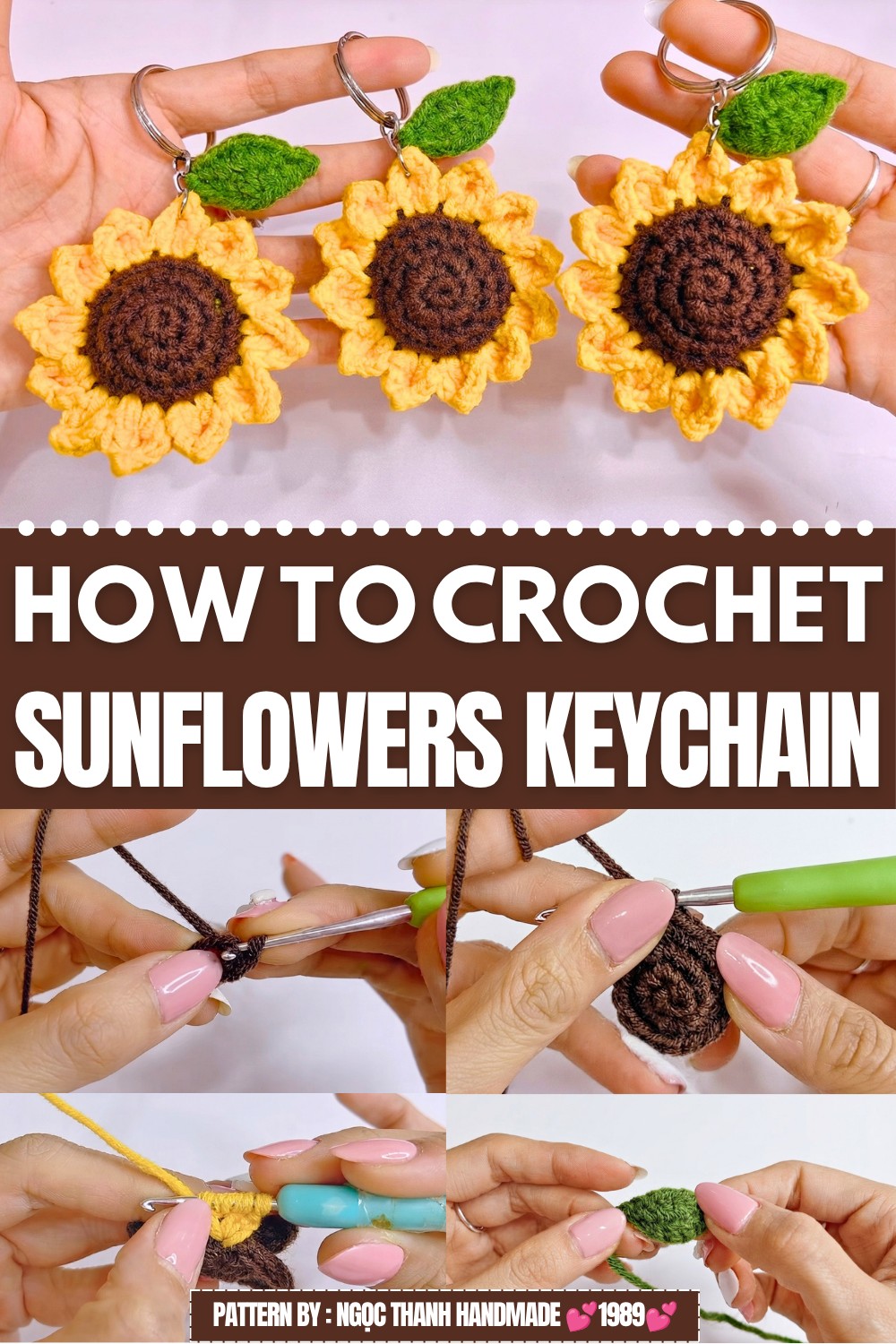 Crochet Sunflowers Keychain Pattern