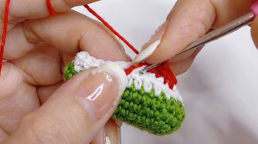 Crochet Watermelon Keychain Pattern 3