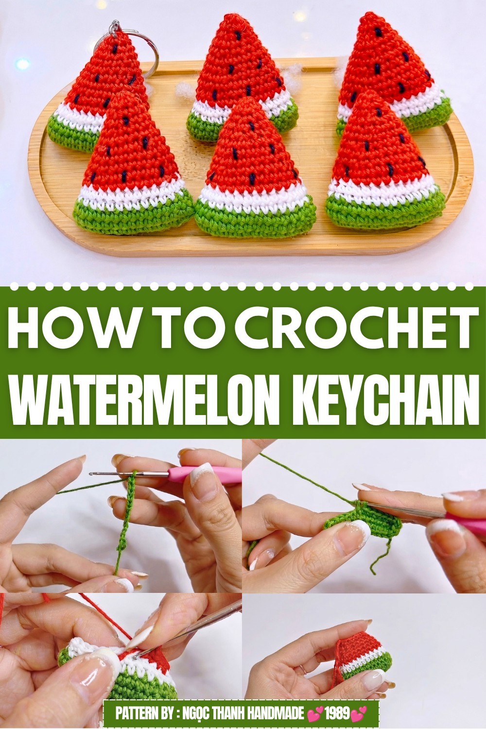 Crochet Watermelon Keychain Pattern
