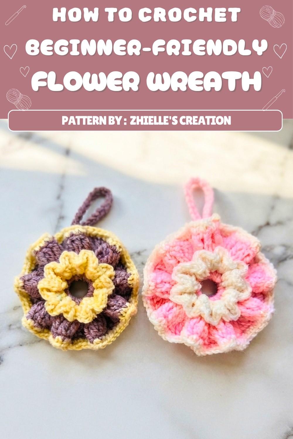 Free Crochet Flower Wreath Ornaments Pattern