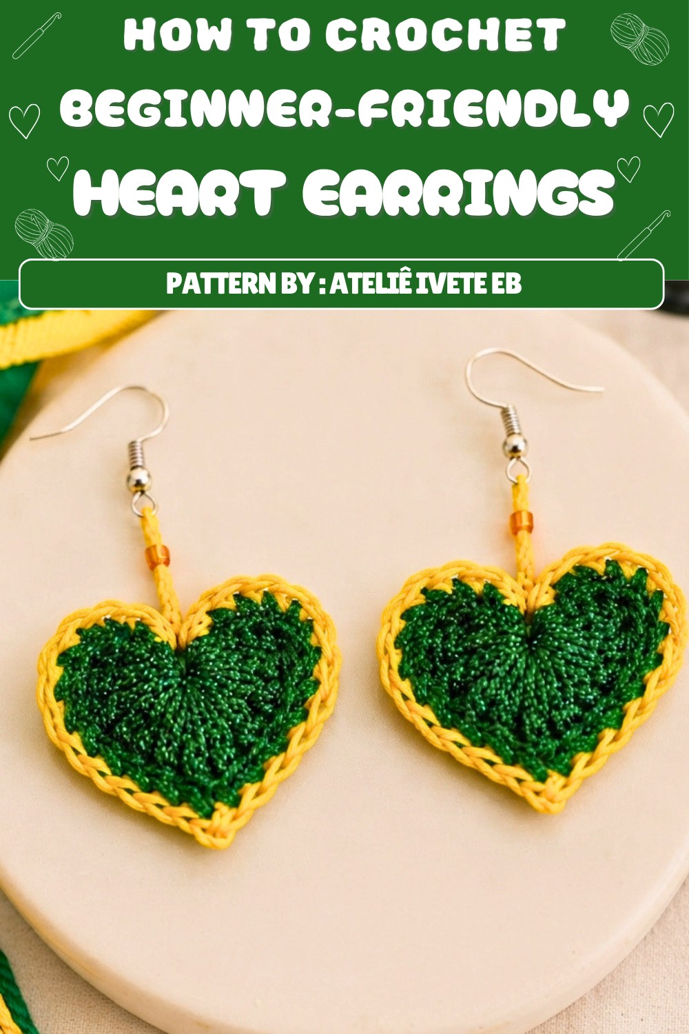Free Crochet Heart Earrings Pattern