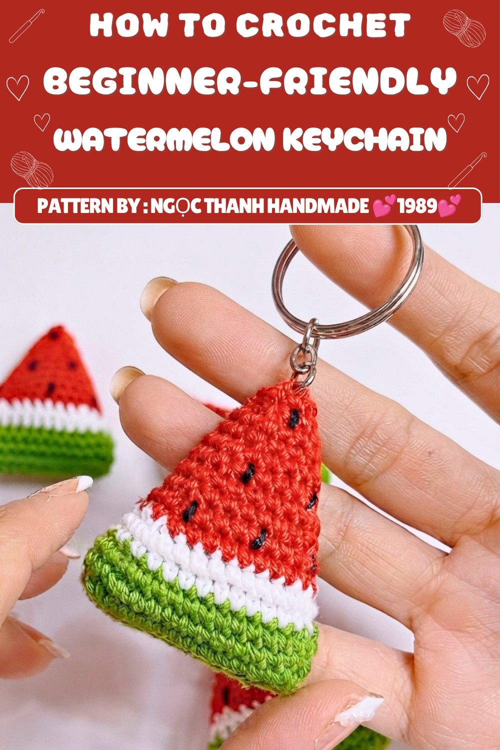 Free Crochet Watermelon Keychain Pattern