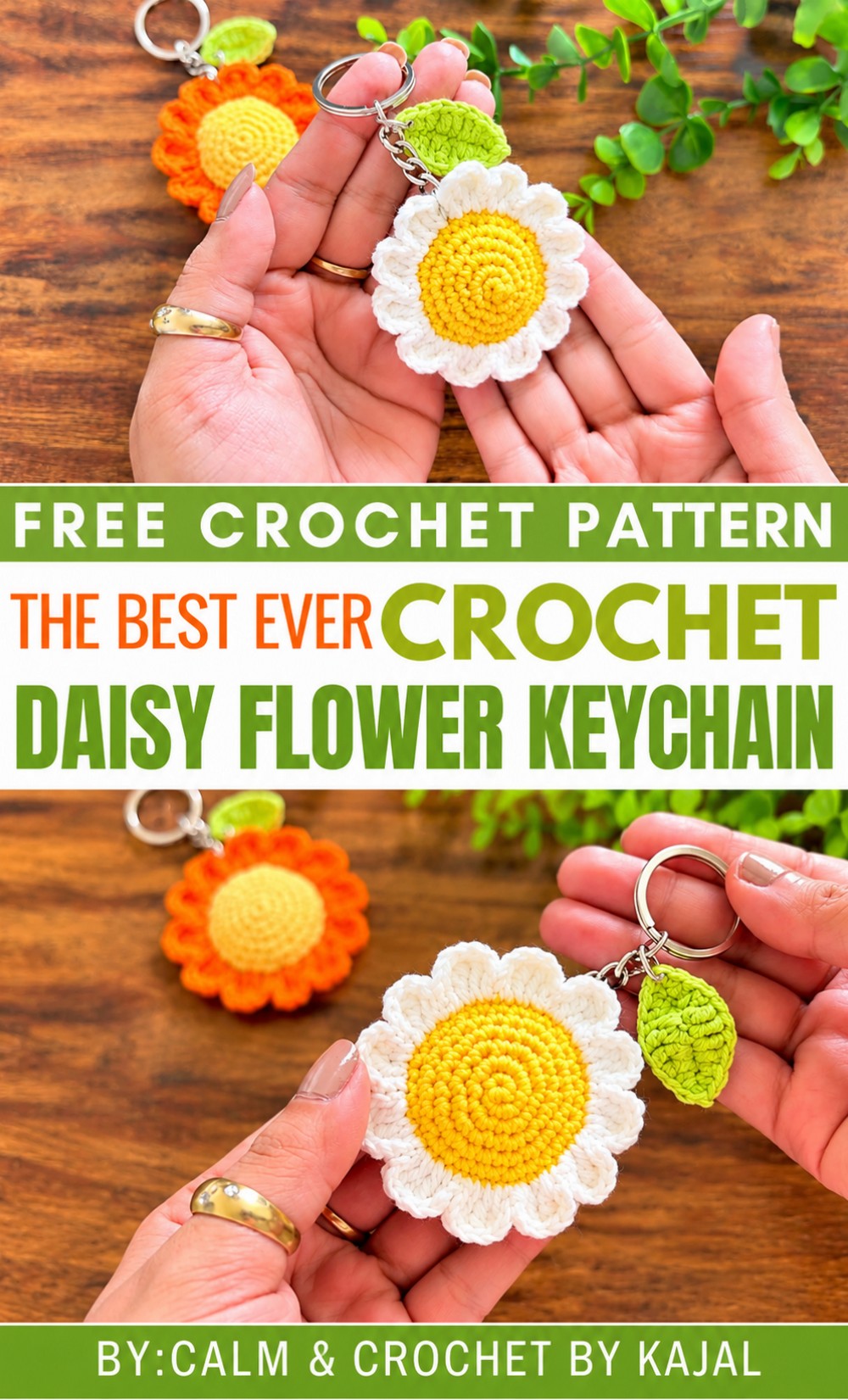 Crochet Easy Daisy Flower Keychain Pattern