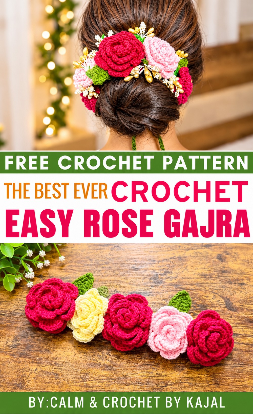 Crochet Easy Rose Gajra Pattern
