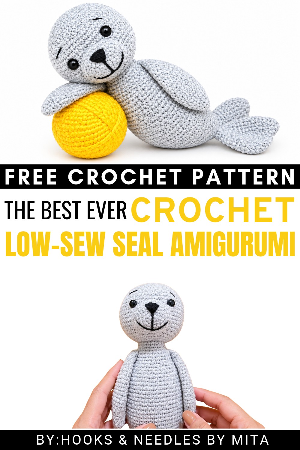 Crochet Low-sew Seal Amigurumi Pattern
