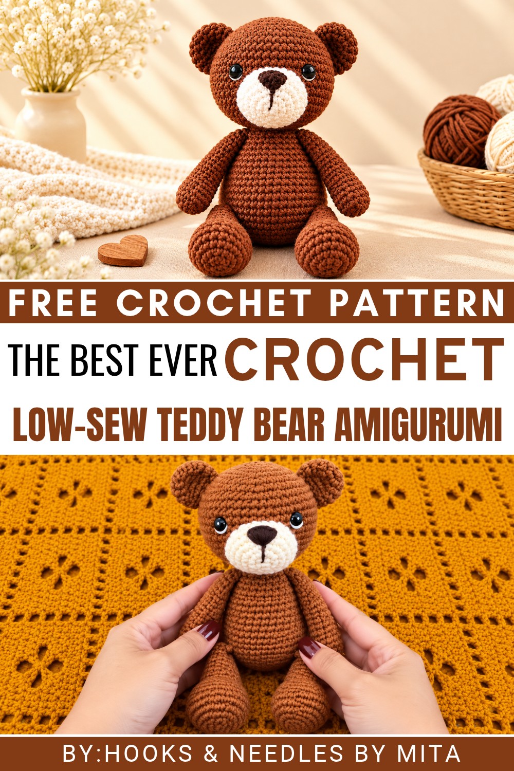 Crochet Low-sew Teddy Bear Amigurumi Pattern