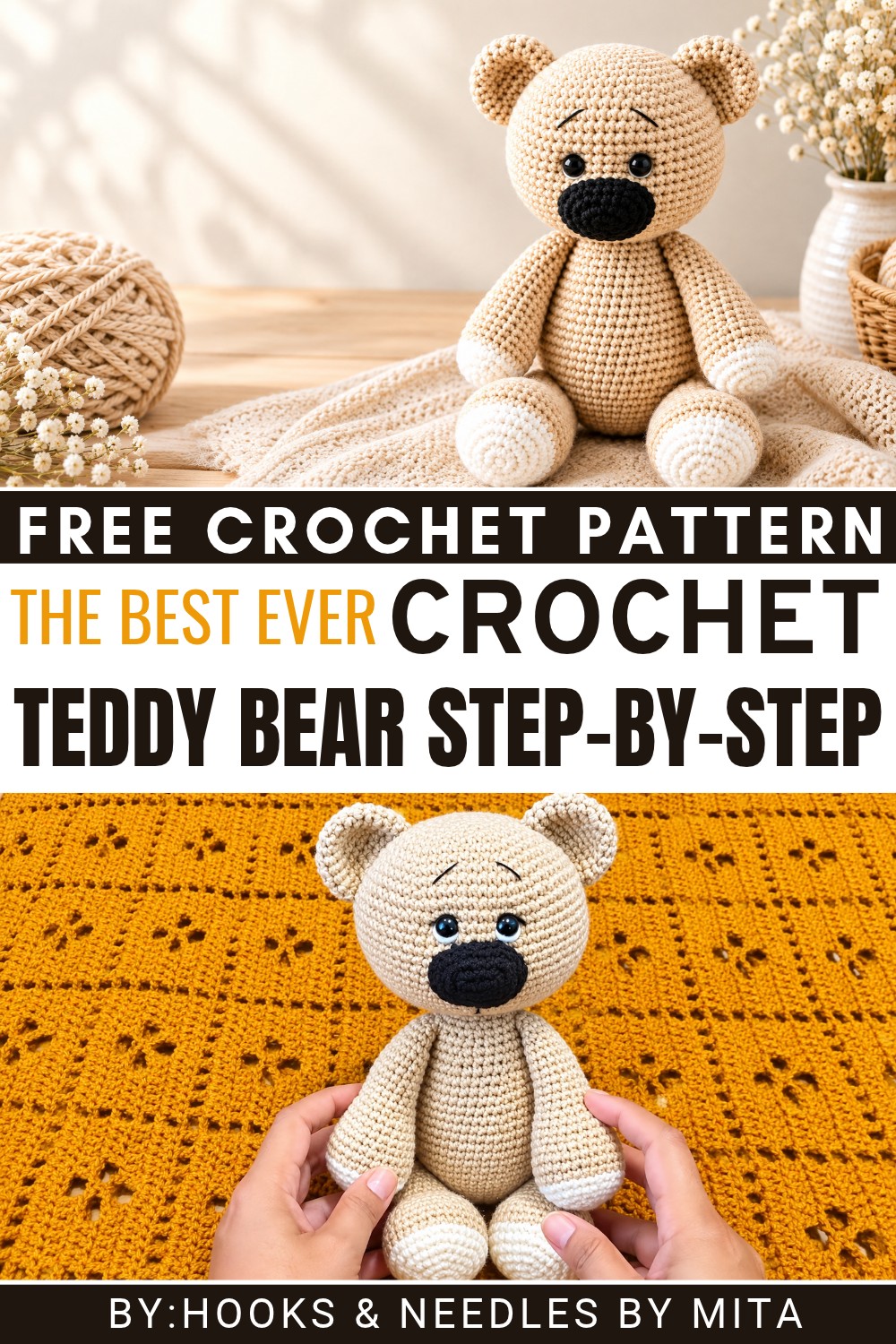 Crochet Teddy Bear Step-by-step Amigurumi Pattern