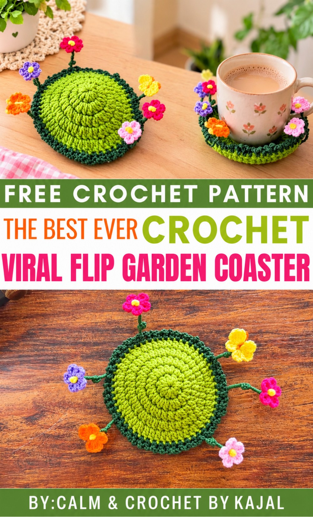 Crochet Viral Flip Garden Coaster Pattern