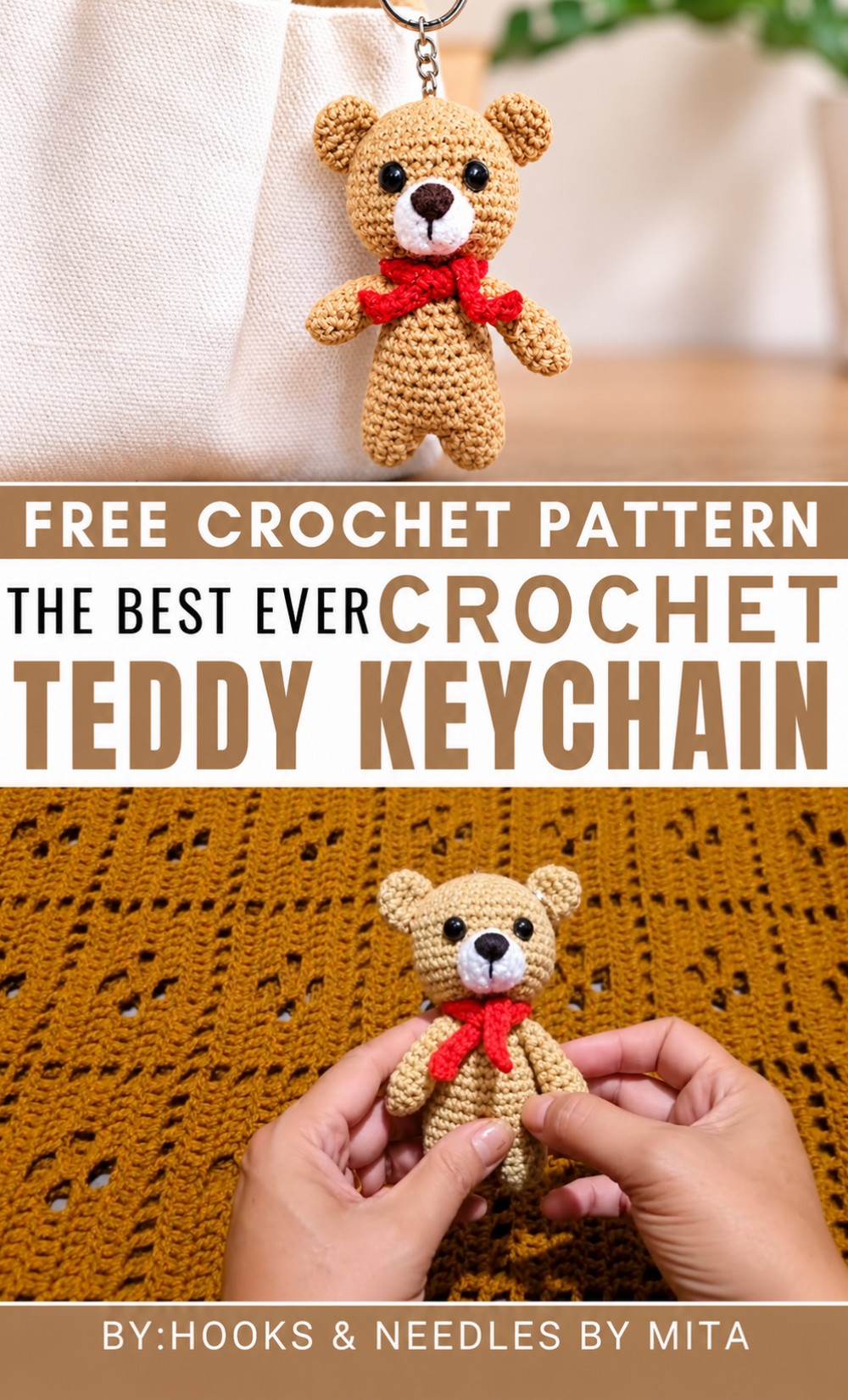 Cute Crochet Teddy Keychain Amigurumi Pattern