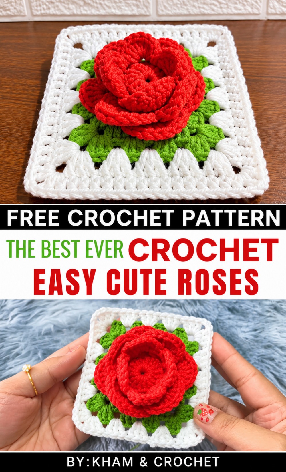 Easy Crochet Cute Roses Pattern