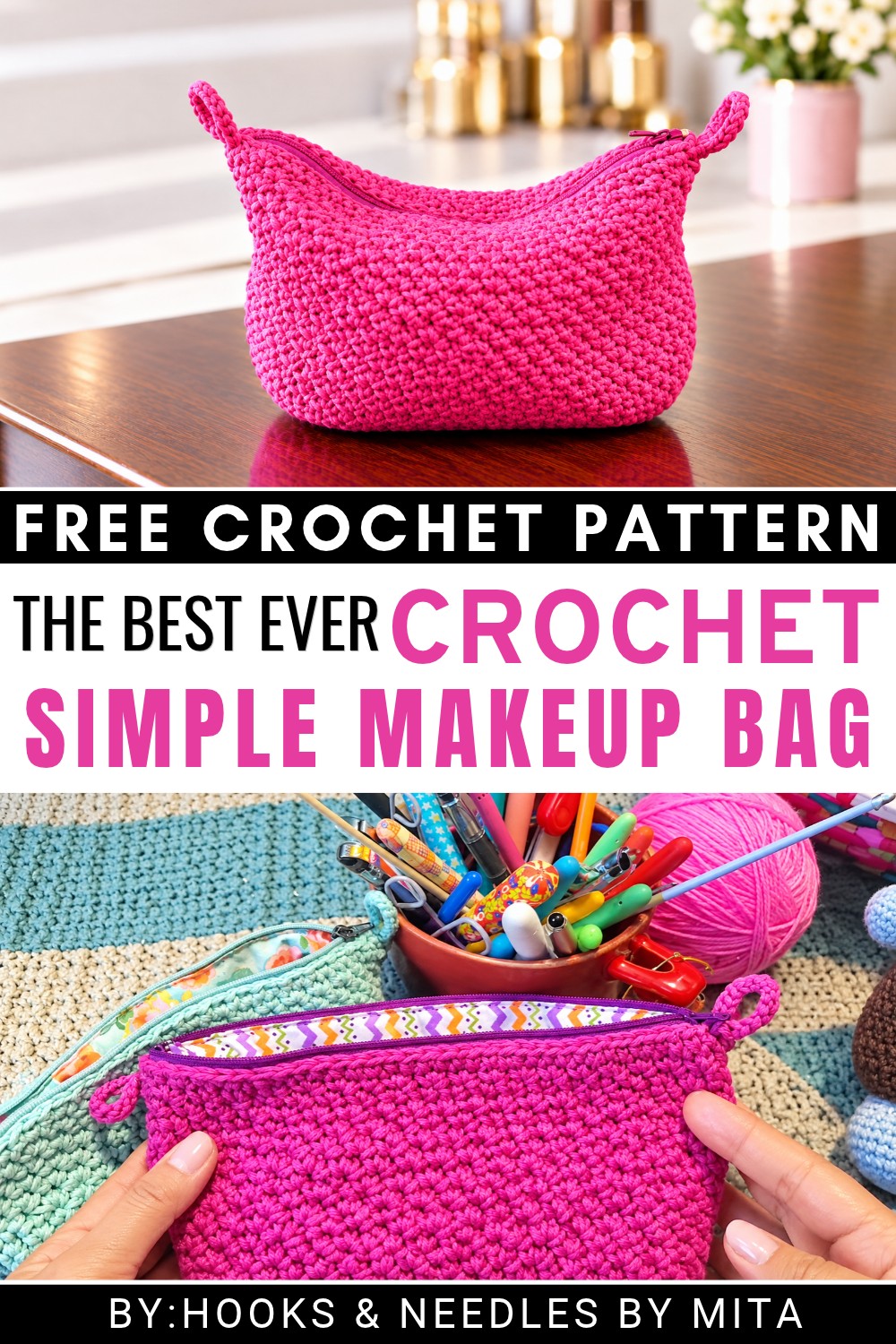 Easy Crochet Makeup Bag Pattern